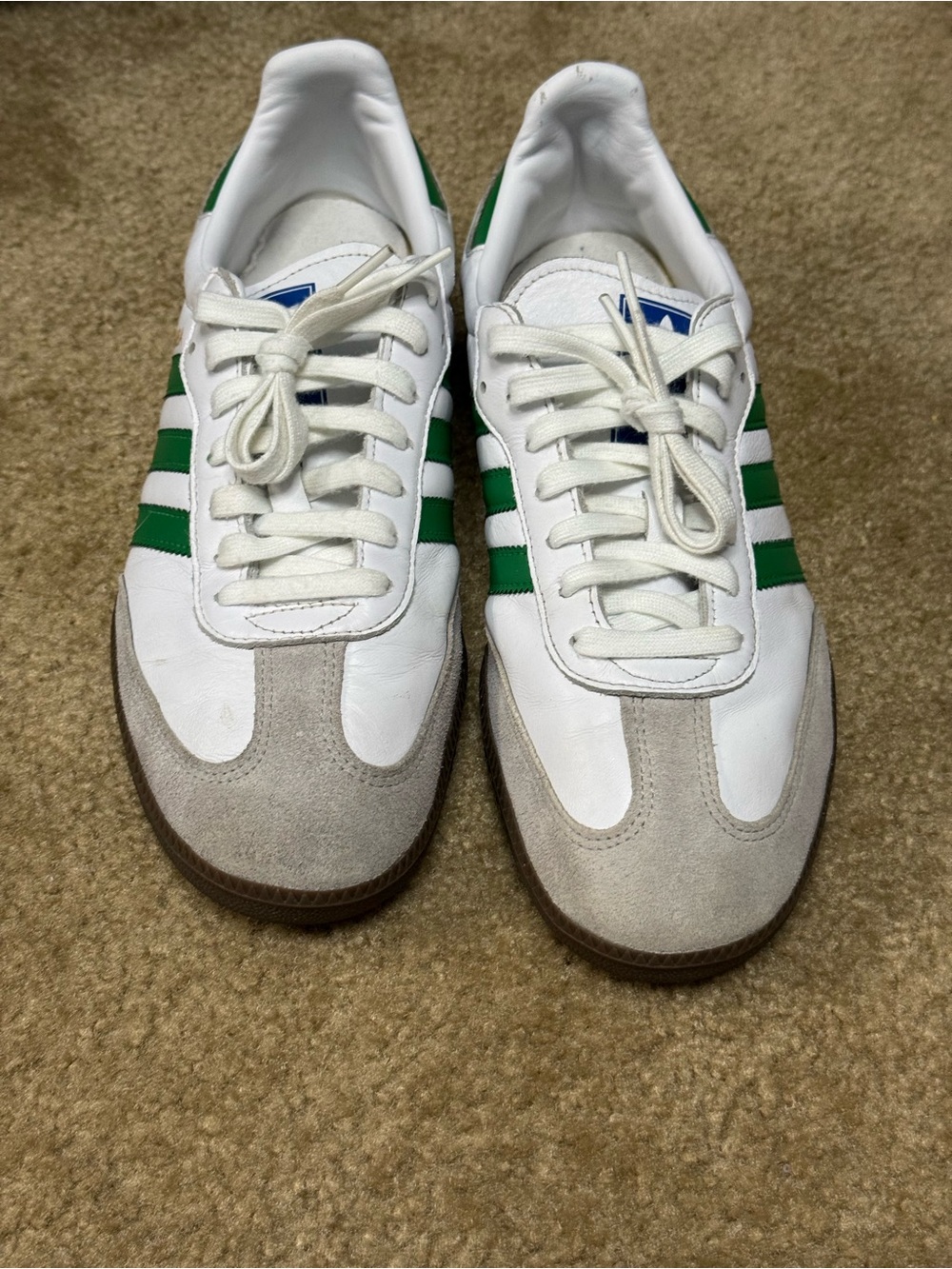 Adidas Samba OG sneakers in white with green stripes in Men's size 11